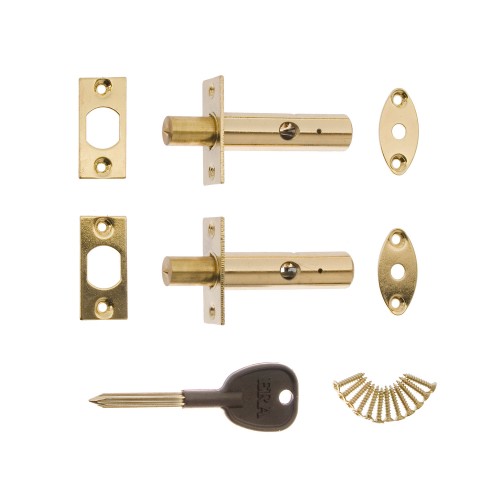 ERA DOOR SECURITY BOLT BRASS (2 BOLTS WITH KEY)