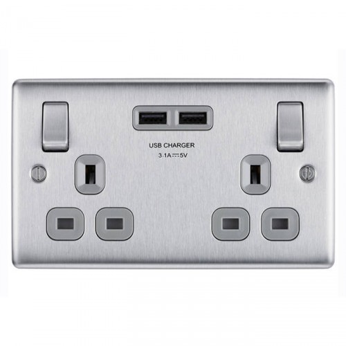 2G USB SOCKET BRUSHED