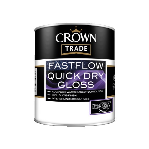 CROWN TRADE FASTFLOW QUICK-DRY GLOSS BLACK 1L