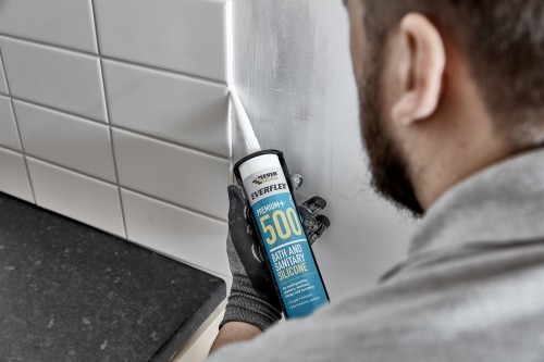 EVERBUILD EVERFLEX 500 BATH AND SANITARY SILICONE SEALANT WHITE 295ML