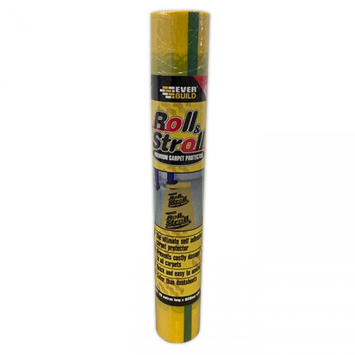 ROLL & STROLL PREMIUM CARPET PROTECTOR SELF ADHESIVE FLOOR PROTECTION FOR CARPETS YELLOW 600MMX25M