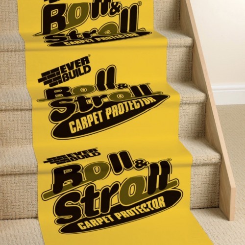 ROLL & STROLL PREMIUM CARPET PROTECTOR SELF ADHESIVE FLOOR PROTECTION FOR CARPETS YELLOW 600MMX25M