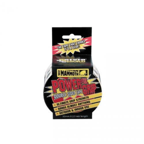 EVERBUILD MAMMOTH POWERFUL GRIP TAPE REINFORCED DOUBLE SIDED TAPE CLEAR 25MMX2.5M