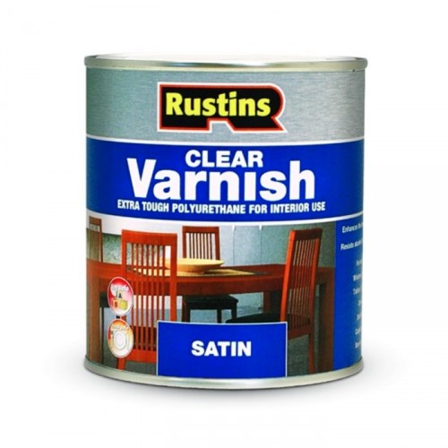 RUSTINS POLYURETHANE VARNISH CLEAR SATIN 500ML