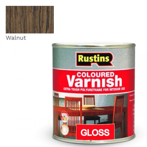 RUSTINS POLYURETHANE COLOURED VARNISH WALNUT GLOSS 250ML