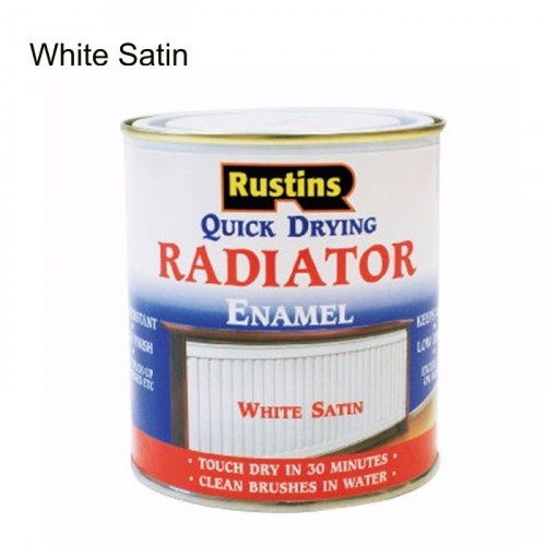 RUSTINS QUICK DRYING RADIATOR ENAMEL SATIN WHITE 500ML