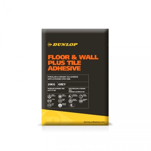 DUNLOP FLOOR & WALL TILE PLUS ADHESIVE GREY 20KG 