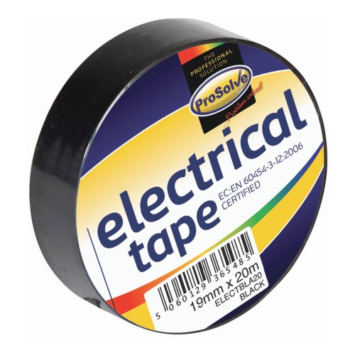 PROSOLVE ELECTRICAL TAPE BLACK 19MMX20M            ELECTBLA20