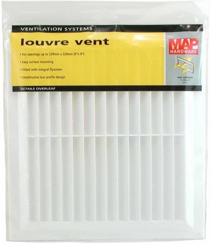 MAP WHITE PLASTIC LOUVRE VENT 9 X 9