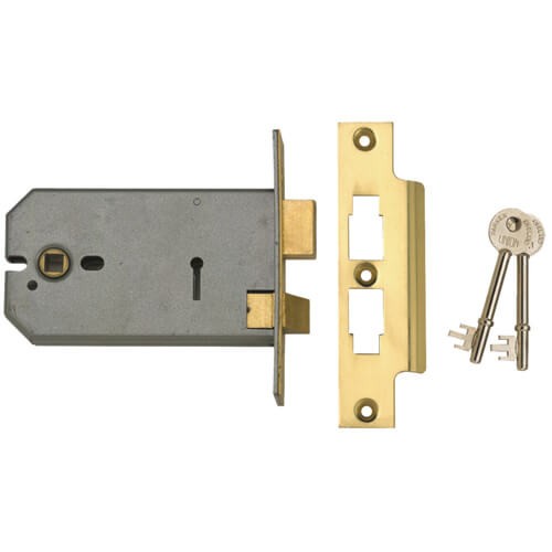 UNION 2077 3 LEVER MORTICE LOCK 6" HORIZONTAL SATIN CHROME