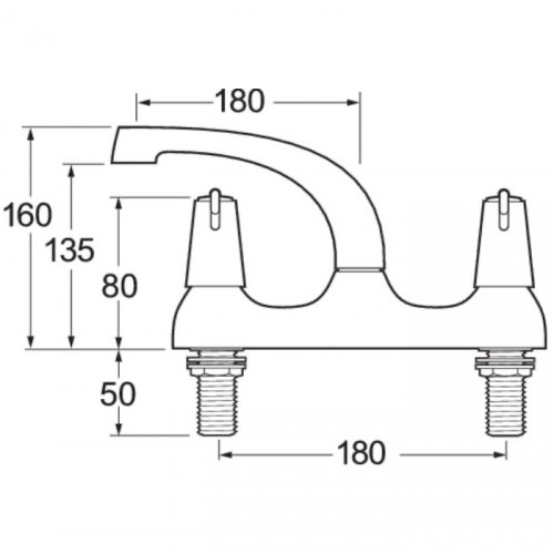 METHVEN/DEVA LEVER ACTION DECK MOUNTED SINK MIXER