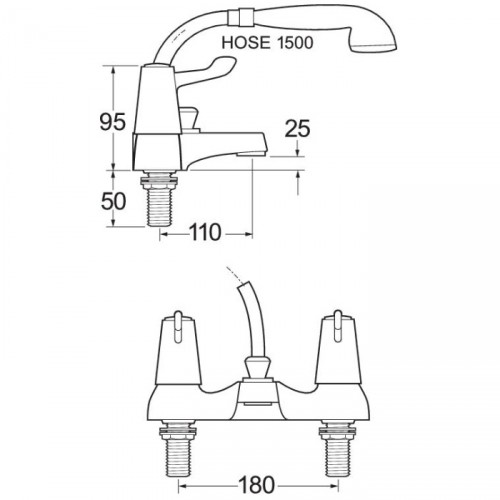 METHVEN/DEVA LEVER ACTION DECK BATH SHOWER MIXER