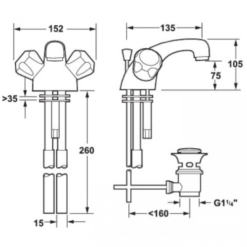 METHVEN/DEVA PROFILE MONO BASIN MIXER WITH WASTE