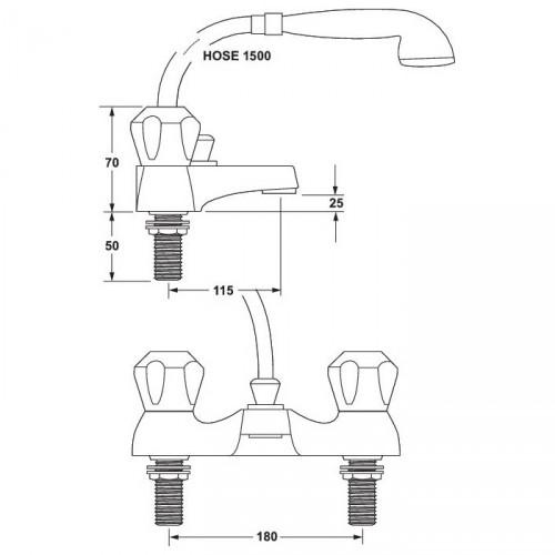 METHVEN/DEVA PROFILE DECK BATH SHOWER MIXER