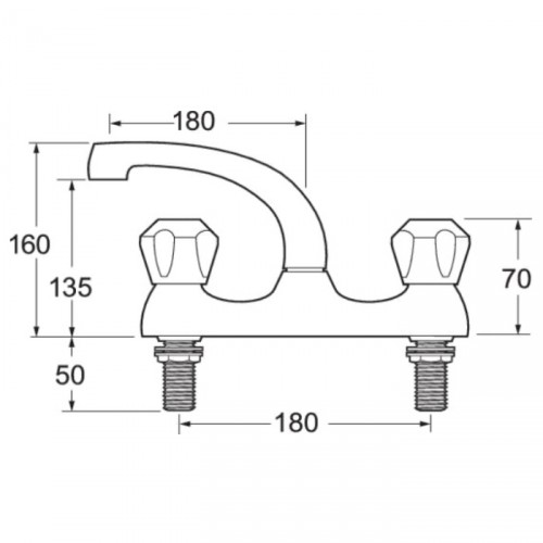 METHVEN/DEVA PROFILE DECK SINK MIXER