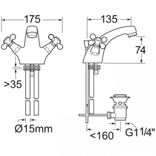 METHVEN/DEVA TUDOR MONO BASIN MIXER WITH WASTE