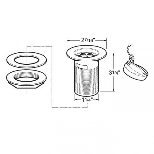 METHVEN/DEVA 1 1/4" SLOTTED BASIN WASTE & PLUG