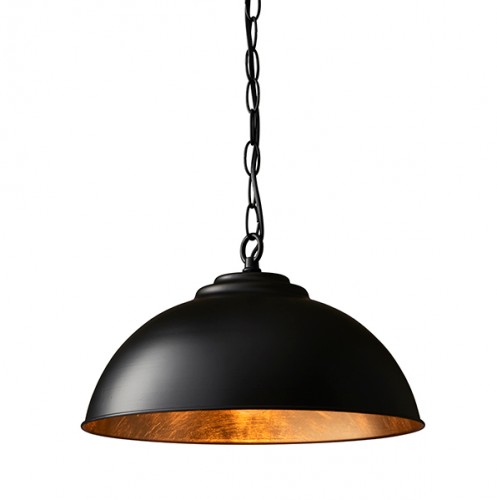 ENDON COLMAN 1 LIGHT PENDANT 60W BLACK & GOLD LEAF