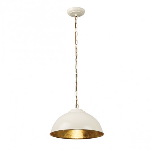 ENDON COLMAN 1 LIGHT PENDANT 60W CREAM & GOLD LEAF