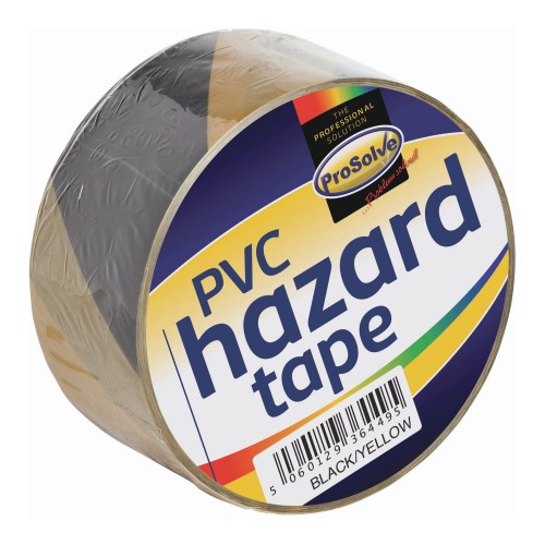 PROSOLVE PVC HAZARD TAPE 2" BLACK/YELLOW          SAFTBY2"