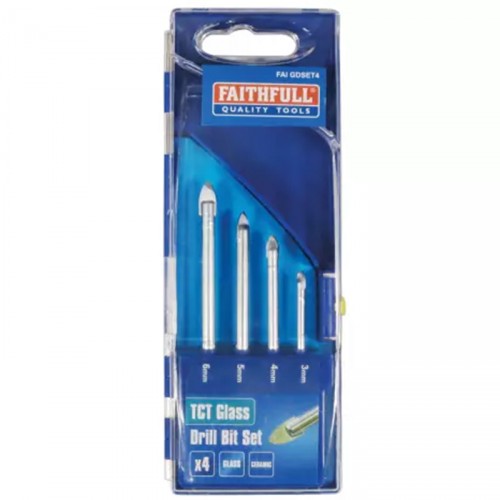 FAITHFULL TILE & GLASS DRILL BIT SET 4 PIECE