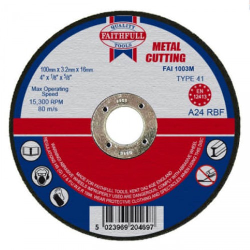 FAITHFULL FLAT METAL CUTTING DISC 100MMX3.2MM