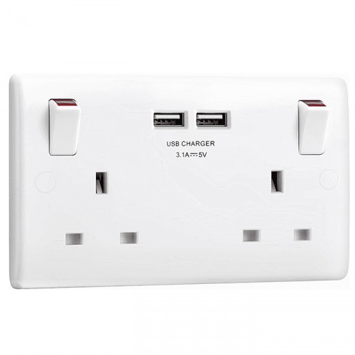 BG 2G SOFT EDGE 2 X USB SOCKET WHITE