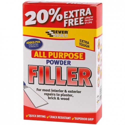 EVERBUILD ALL PURPOSE POWDER FILLER WHITE 1.5G + 20% FREE