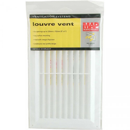 MAP WHITE PLASTIC LOUVRE VENT 9 X 6