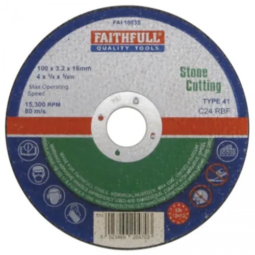 FAITHFULL STONE CUTTING DISC 100MMX3.2MM FLAT
