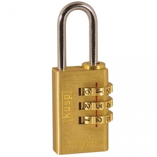 KASP 110 COMBINATION PADLOCK BRASS 20MM