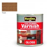 RUSTINS POLYURETHANE COLOURED VARNISH TEAK GLOSS 250ML