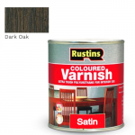 RUSTINS POLYURETHANE COLOURED VARNISH SATIN DARK OAK 250ML 