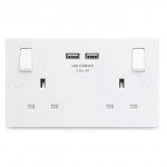 2G SQUARE EDGE 2 X USB SOCKET WHITE