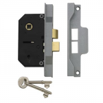 UNION 2242 2 LEVER REBATED SASH LOCK SILVER ENAMELLED